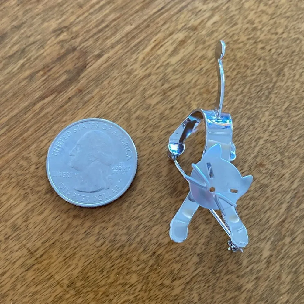 NEW Beau sterling silver cat pin